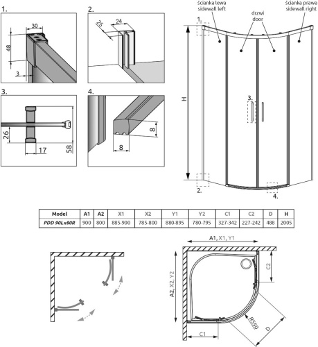 Душевой уголок Radaway Idea PDD 90х80 фото 6