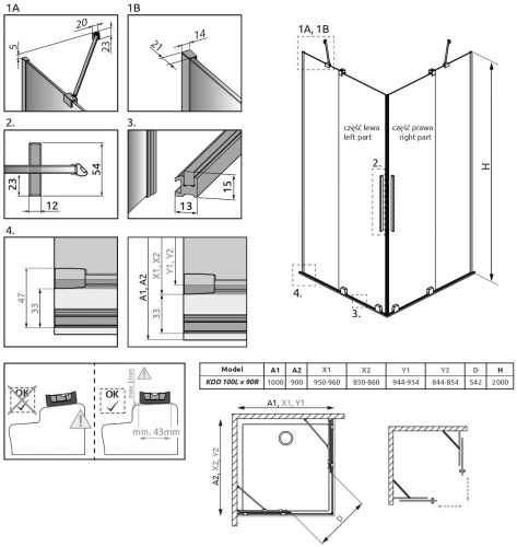 Душевой уголок Radaway Furo KDD 100х90 фото 8