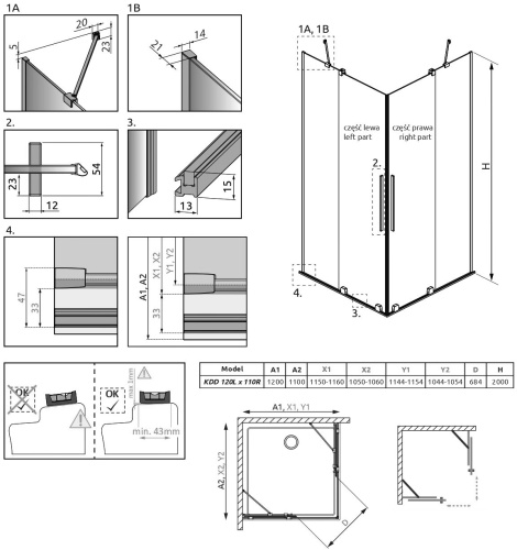 Душевой уголок Radaway Furo KDD 120х110 фото 8