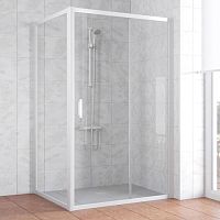 Душевой уголок Vegas Glass ZP+ZPV 110*100 01 01 профиль белый, стекло прозрачное