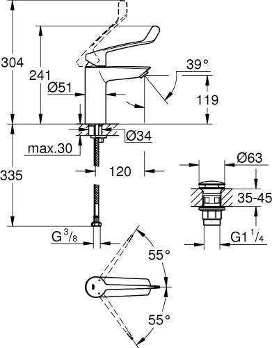 Смеситель Grohe Eurosmart 23983003 для медицинских учреждений фото 4
