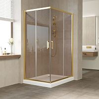 Душевой уголок Vegas Glass ZA-F 100*90 09 05 профиль золото, стекло бронза