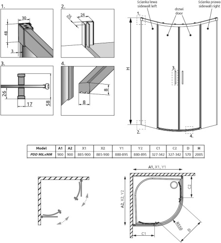 150 500 руб. Душевой уголок Radaway Idea PDD 90х90 фото 6 Душевой уголок Radaway Idea PDD 90х90 фото 6