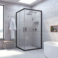 Душевой уголок Vegas Glass ZA NOVO 90 02М 01 профиль черный матовый, стекло прозрачное