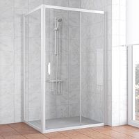 Душевой уголок Vegas Glass ZP+ZPV 130*80 01 01 профиль белый, стекло прозрачное