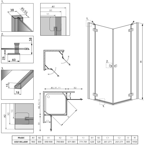 Душевой уголок Radaway Almatea KDD 90x80 фото 7