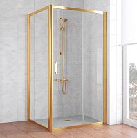 Душевой уголок Vegas Glass ZP+ZPV 100*100 09 01 профиль золото, стекло прозрачное