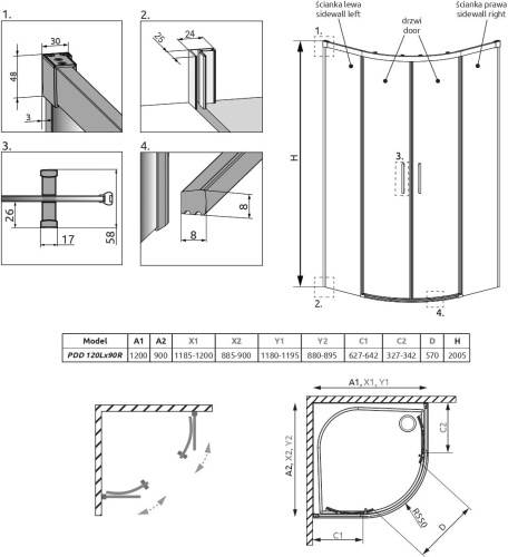 Душевой уголок Radaway Idea PDD 120х90 фото 6