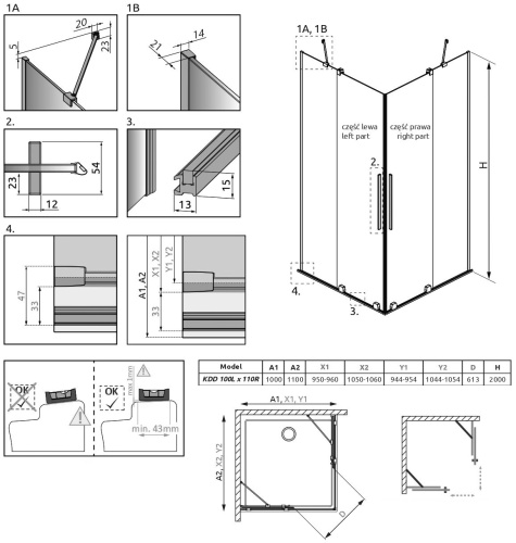 Душевой уголок Radaway Furo KDD 100х110 фото 8