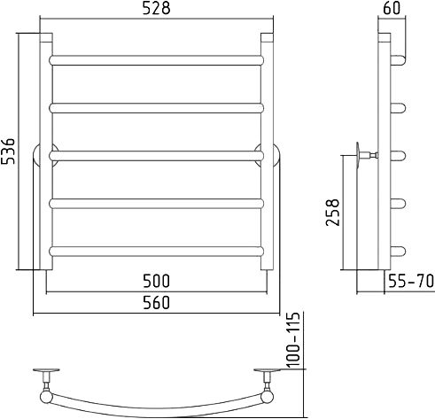 9 900 руб. Полотенцесушитель водяной Стилье Универсал-50 60x50 Полотенцесушитель водяной Стилье Универсал-50 60x50