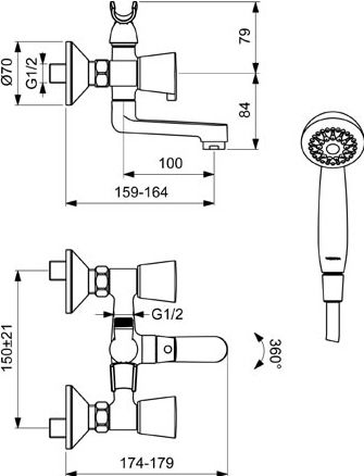 9 380 руб. Смеситель Vidima Квадро BA344AA для ванны с душем фото 2 Смеситель Vidima Квадро BA344AA для ванны с душем фото 2