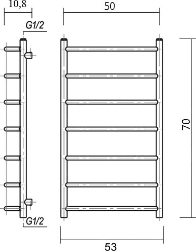 15 470 руб. Полотенцесушитель водяной Domoterm Лаура П7 50x70, хром фото 5 Полотенцесушитель водяной Domoterm Лаура П7 50x70, хром фото 5