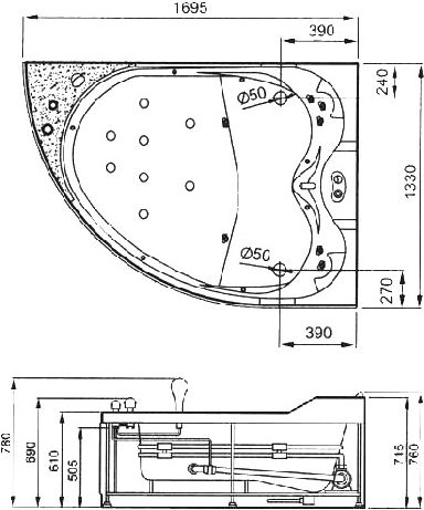 Акриловая ванна Gemy G9086 K 170x130 R фото 6 Акриловая ванна Gemy G9086 K 170x130 R фото 6