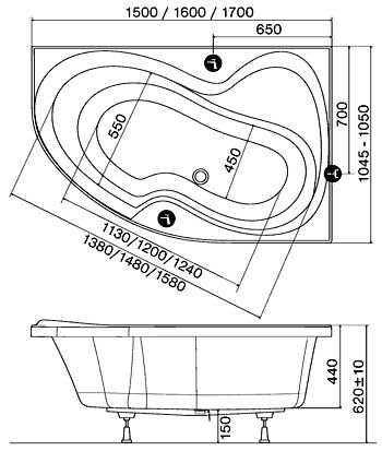 Акриловая ванна Ravak Rosa II L 170x105, с ножками фото 3 Акриловая ванна Ravak Rosa II L 170x105, с ножками фото 3