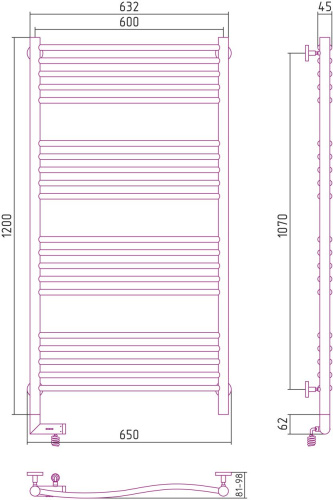 Полотенцесушитель электрический Сунержа Флюид 2.0 120x60 R фото 3