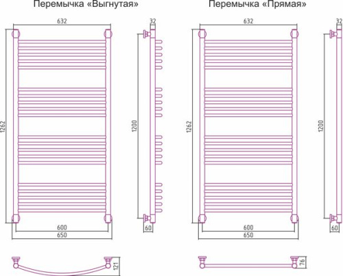 Полотенцесушитель водяной Сунержа Богема+ 120x60 фото 3