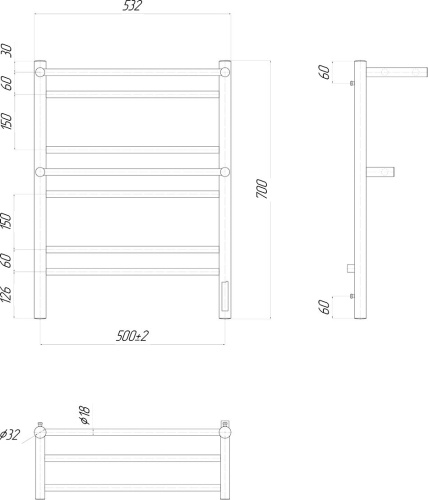 Полотенцесушитель электрический Lemark Pramen П7 50x70, хром фото 2