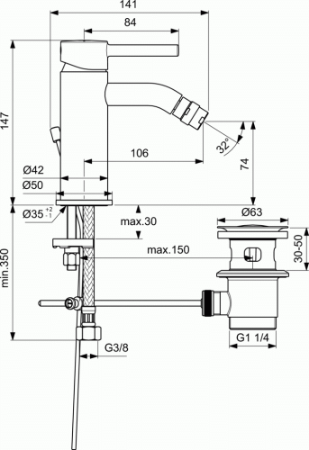 Смеситель Ideal Standard Ceraline BC197AA для биде фото 2