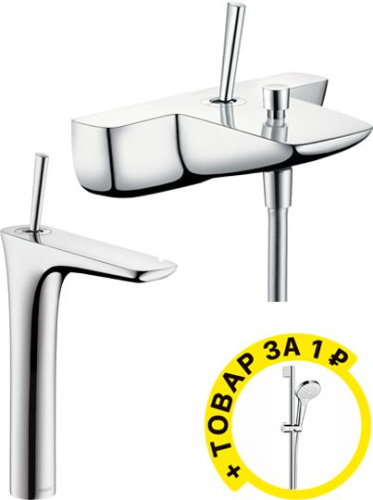 Душевой комплект Hansgrohe PuraVida 15472000 + 15072000 + душевой гарнитур фото 4