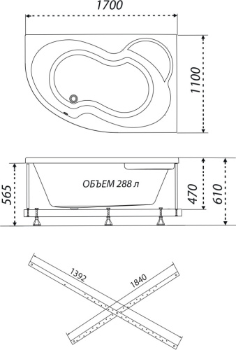 Акриловая ванна Triton Мари 170 левая фото 4 Акриловая ванна Triton Мари 170 левая фото 4