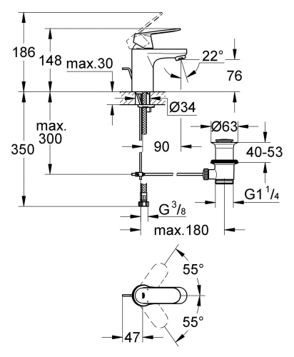 Смеситель Grohe Eurosmart Cosmopolitan 3282500E для раковины фото 16