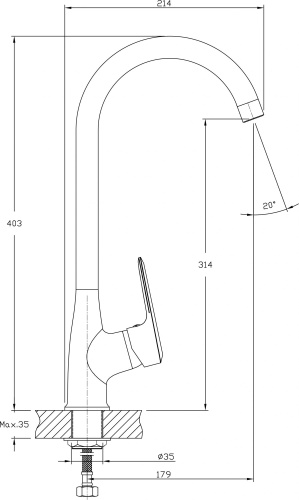 Смеситель Rush Devon DE7535-22 для кухонной мойки фото 2