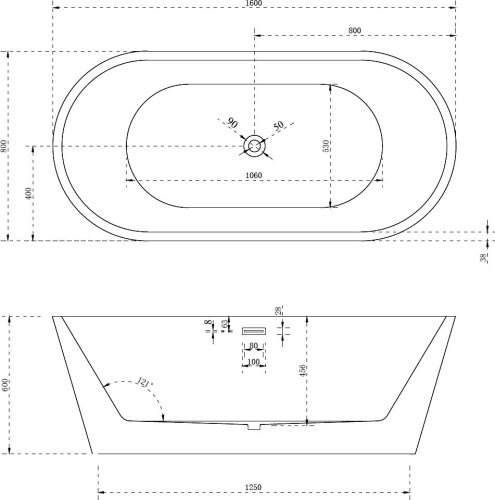 Акриловая ванна Abber AB9203-1.6 160x80 фото 4