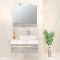 Тумба с раковиной Runo Вудлайн 85, скандинавский дуб, раковина Caspia 60 Square