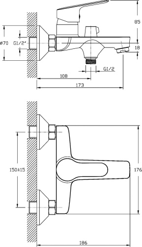5 890 руб. Смеситель Rush Crete CR3535-44 для ванны с душем фото 3 Смеситель Rush Crete CR3535-44 для ванны с душем фото 3