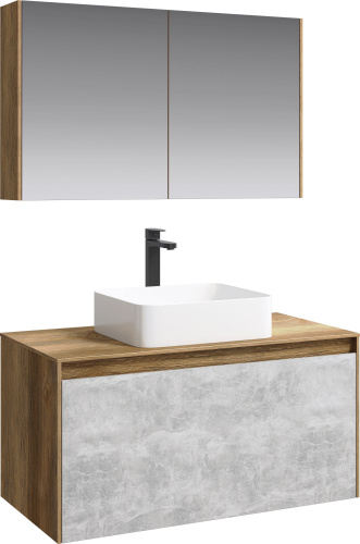 Мебель для ванной Aqwella 5 stars Mobi 100 дуб балтийский, бетон светлый фото 5