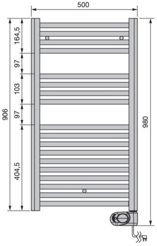 Полотенцесушитель электрический Zehnder Aura PBEBZ-090-050/MQ CR 90x50 хром фото 3