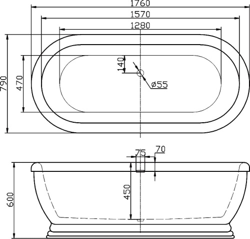 Акриловая ванна BelBagno BB03 180x80 фото 3