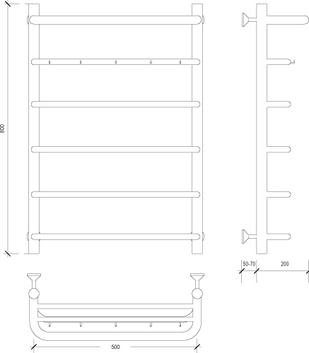 Полотенцесушитель водяной Secado Мерида 1 КСП 80x50, хром фото 4