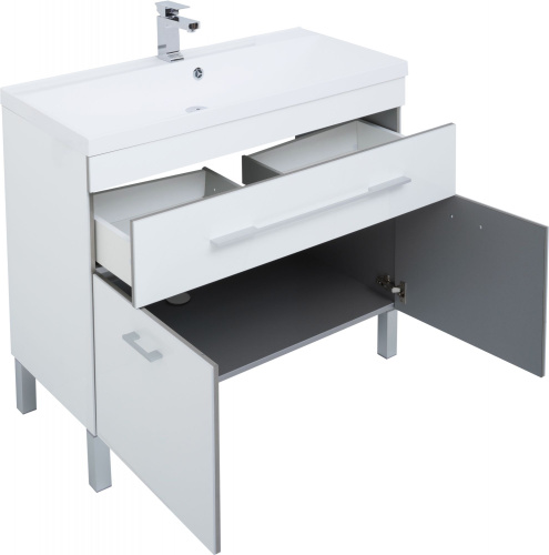 Мебель для ванной Aquanet Верона 100 белая, 1 ящик, 2 двери фото 4