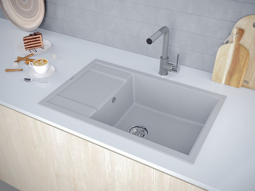 Мойка кухонная Paulmark PM317850-GRM серый металлик фото 4