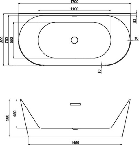 Акриловая ванна Black&White Swan SB116 170x80 фото 4