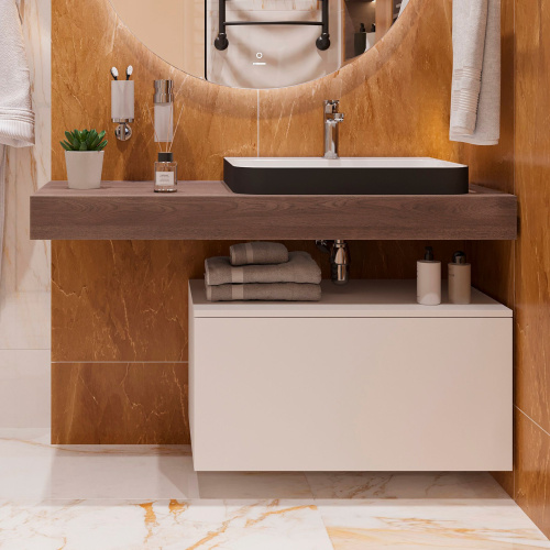 Мебель для ванной с раковиной Duravit Happy D.2 Plus 60: столешница 120, дуб карпентер, без отверстий + тумба 80 фото 3
