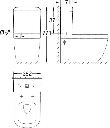 Комплект Унитаз-компакт Grohe Euro Ceramic 39338000 + Гигиенический душ Grohe BauFlow 124900 со смесителем фото 13