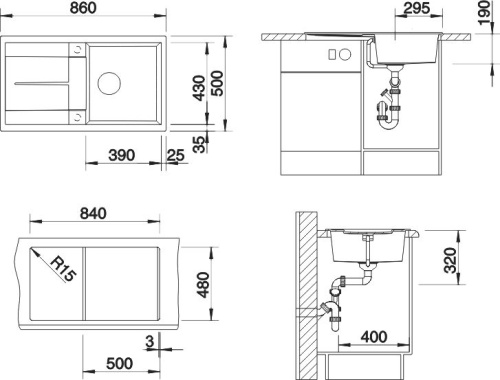 Мойка кухонная Blanco Metra 5S 525918 черная фото 2