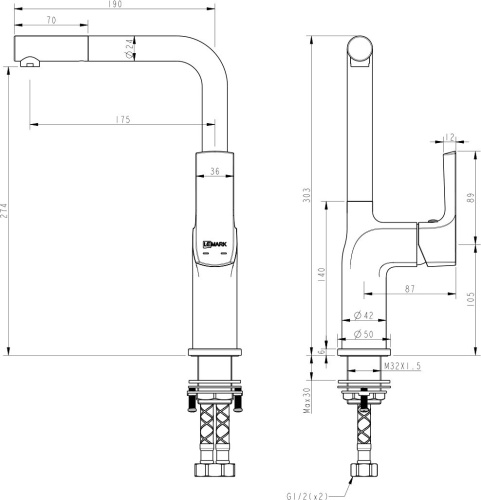 Смеситель Lemark Ursus LM7205BL для кухонной мойки фото 2