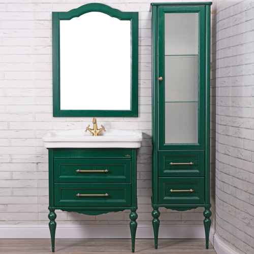 Мебель для ванной ValenHouse Эстетика 80, зеленая, подвесная, ручки бронза фото 7