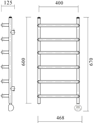 Полотенцесушитель электрический Domoterm Стефано П6 40x60, хром, R фото 4