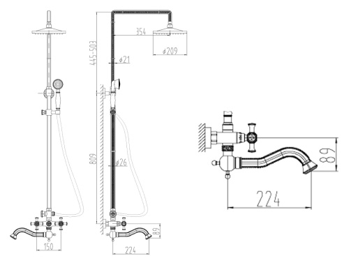 Душевая стойка Zorg Antic A 7002DS-SL фото 3