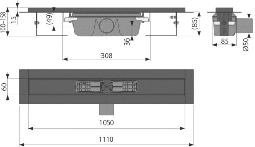 Душевой лоток AlcaPlast APZ1BLACK-1050 без решетки фото 2