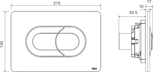 Кнопка смыва OLI Salina 640097 черный/хром фото 2