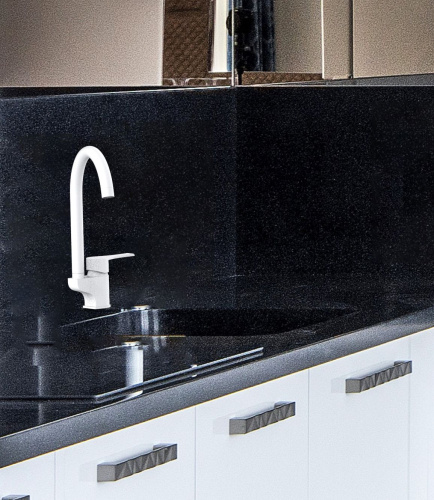 Смеситель GPD Atros MTE65-BG для кухонной мойки, белый фото 12