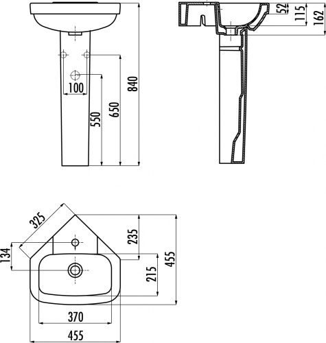 11 630 руб. Раковина Creavit Corner VT145 с пьедесталом фото 5 Раковина Creavit Corner VT145 с пьедесталом фото 5