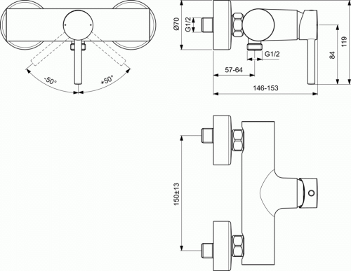 Смеситель Ideal Standard Ceraline BC200AA для душа фото 2