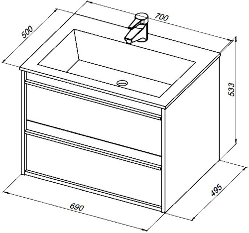 Мебель для ванной Aquanet Lino 70 дуб веллингтон фото 6