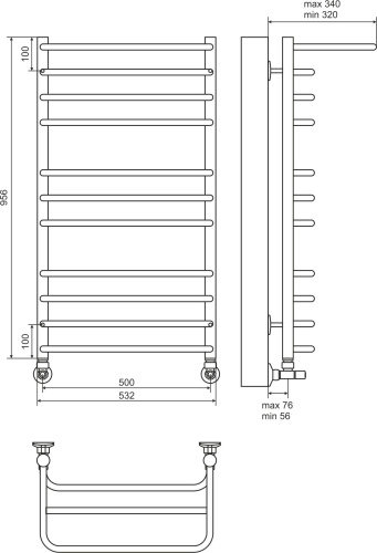 20 700 руб. Полотенцесушитель водяной Terminus Полка П11 500x956 фото 3 Полотенцесушитель водяной Terminus Полка П11 500x956 фото 3